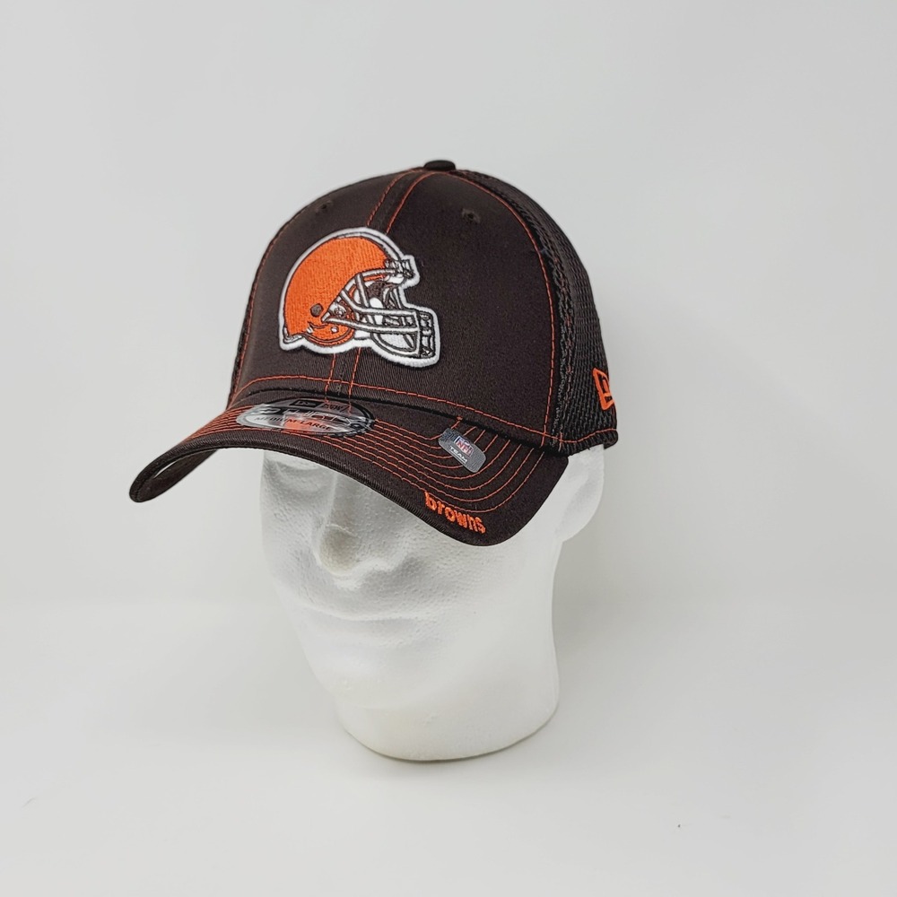 New Era 39THIRTY Cleveland Browns Hat Medium-Large Neo Brown Mesh Stretch Cap